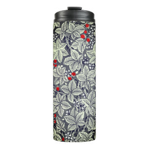 Termo Fresas y hojas de estilo Art Nouveau, gris platead