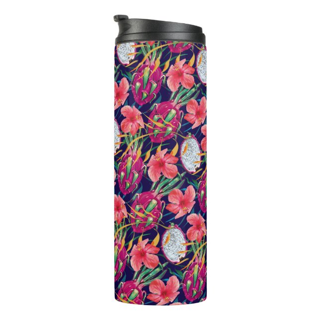 Termo Fruta de Dragón Floral Tropical Moderna Palma Verd (Rotado hacia la derecha)