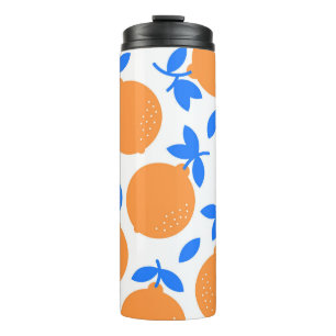 Termo Fruta naranja: Exquisito patrón azulado.