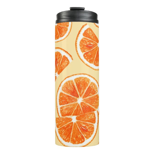Termo fruta patrón naranja, dieta, acuarela (Anverso)