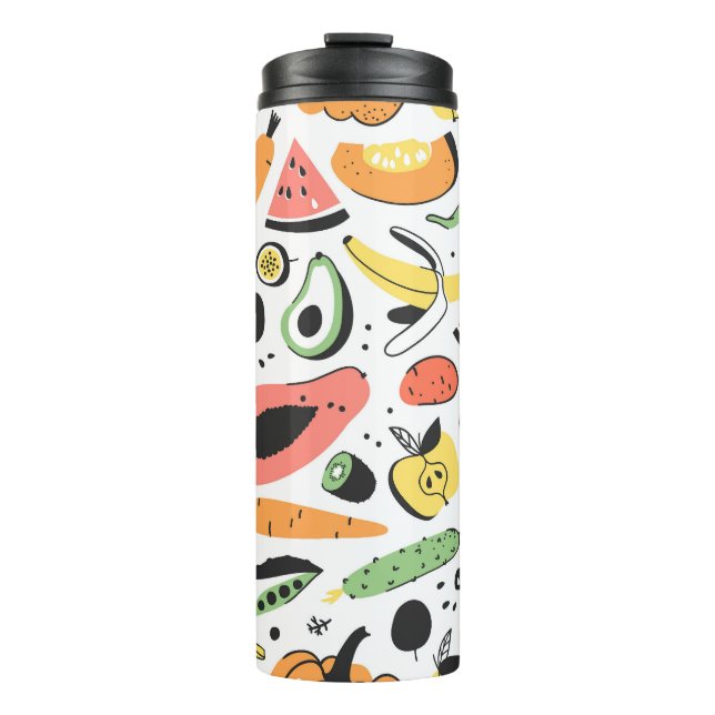 Termo Frutas, verduras dibujadas a mano. (Anverso)