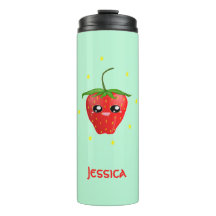 Fruto de fresa monograma kawaii en turquesa