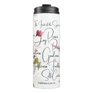 Termo Fruto del Espíritu floral rosa