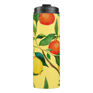 Termo Frutos cítricos, acuarela vibrante.