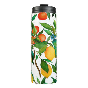 Termo Frutos cítricos, acuarela vibrante.