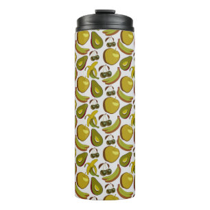 Termo Frutos tropicales sin soldadura patrón amarillo y