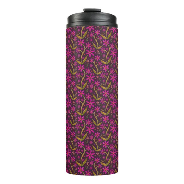 Termo Fuchsia | Dancing Daisies Watercolor Tumbler (Anverso)