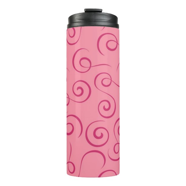 Termo Fuchsia en la espiral de marea rosada retro (Anverso)