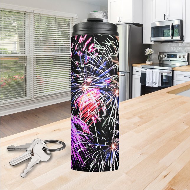 Termo Fuegos artificiales muestran vacaciones patriótica (Fireworks Display Patriotic Holiday Thermal Tumbler)