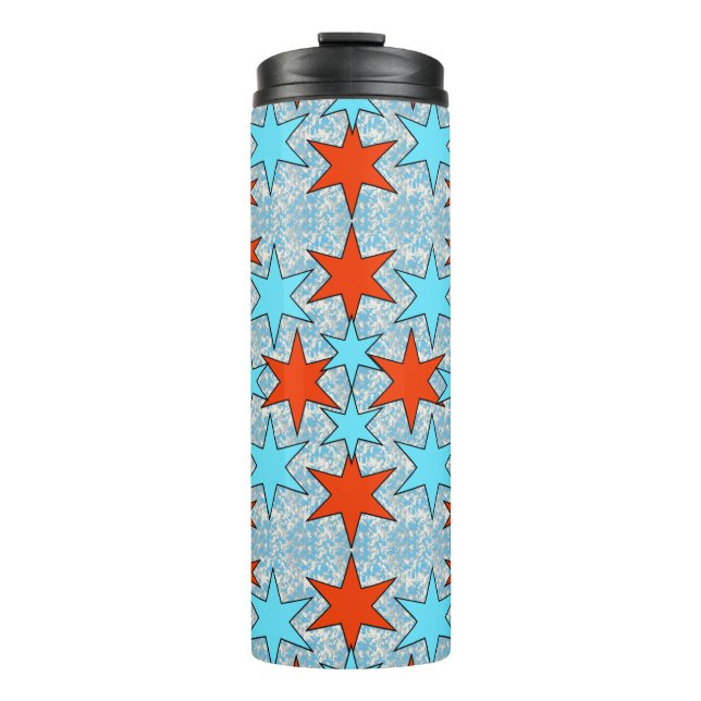 Termo Fuegos artificiales y bandera estadounidense (Anverso)