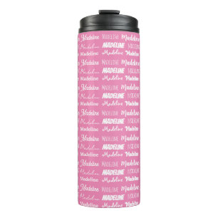 Termo Fuente de nombre de niñas rosa personalizada Colla
