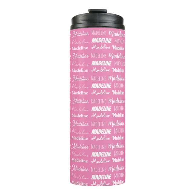 Termo Fuente de nombre de niñas rosa personalizada Colla (Anverso)