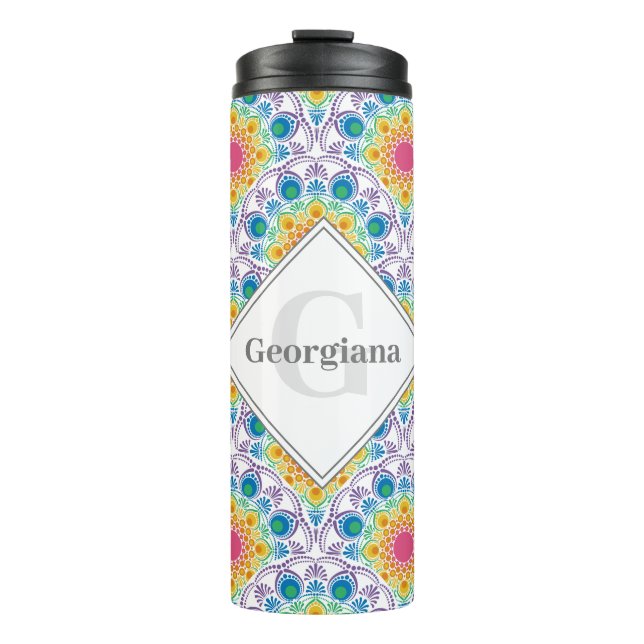 Termo Fuente floral arcoiris personalizada Art Deco (Anverso)