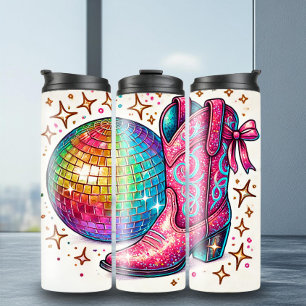 Termo Fun Disco Ball Cowboy Boots Thermal Tumbler