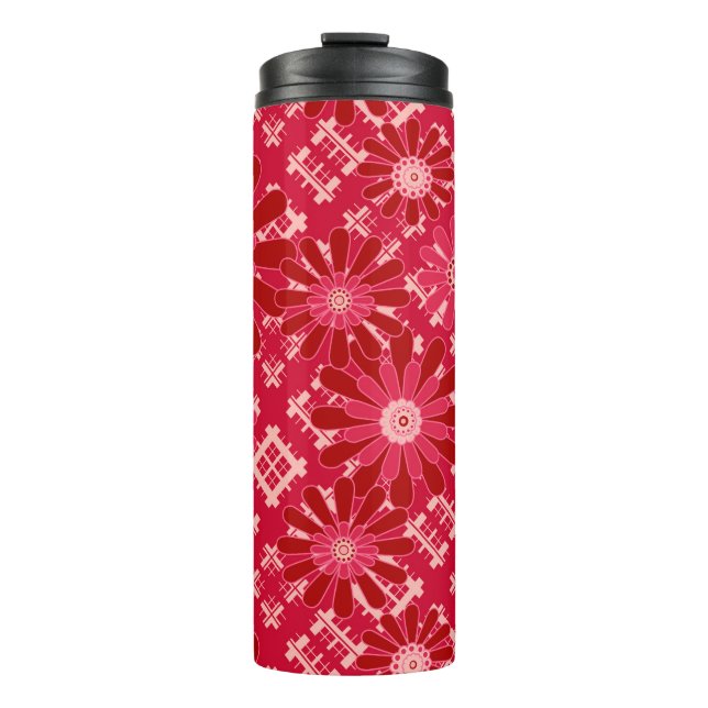 Termo Funda floral , floral , plaid , rojo , rojo , rúst (Anverso)