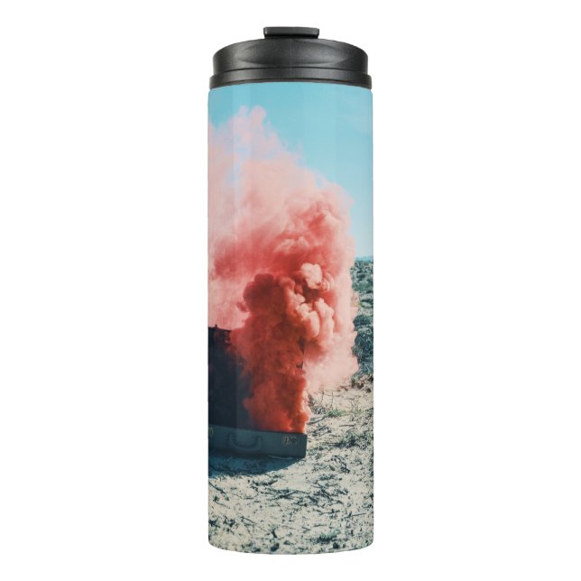 Termo Funda gris con humo rosa (Anverso)
