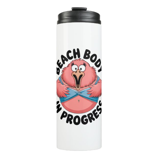 Termo Funny Beach Body Diet Fitness Humor Flamingo (Anverso)
