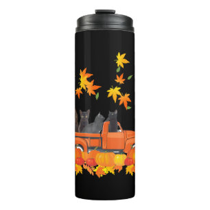 Termo Funny Black Cats Truck Autumn Pumpkin Maple Leaf