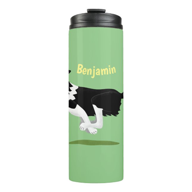 Termo Funny Border Collie perro corriendo personalizado (Anverso)