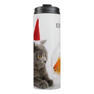 Termo Funny Cat & Fish nombre personalizado tumbler