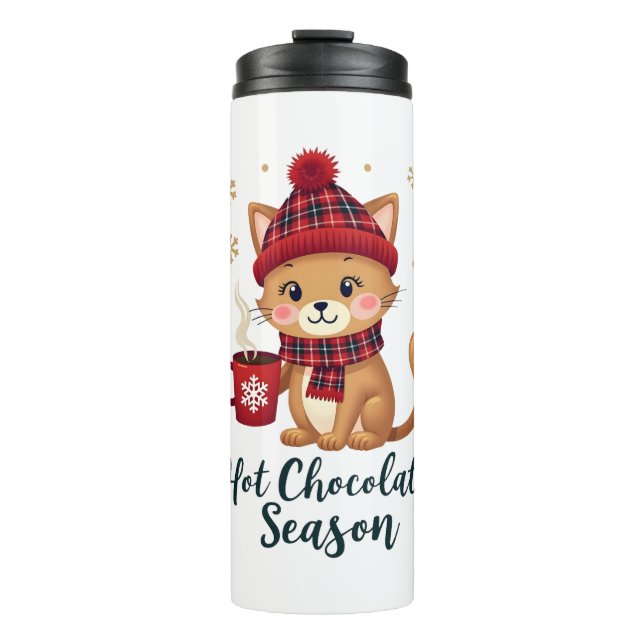 Termo Funny Cat Hot Choco Season Merry Christmas Mom Dad (Anverso)