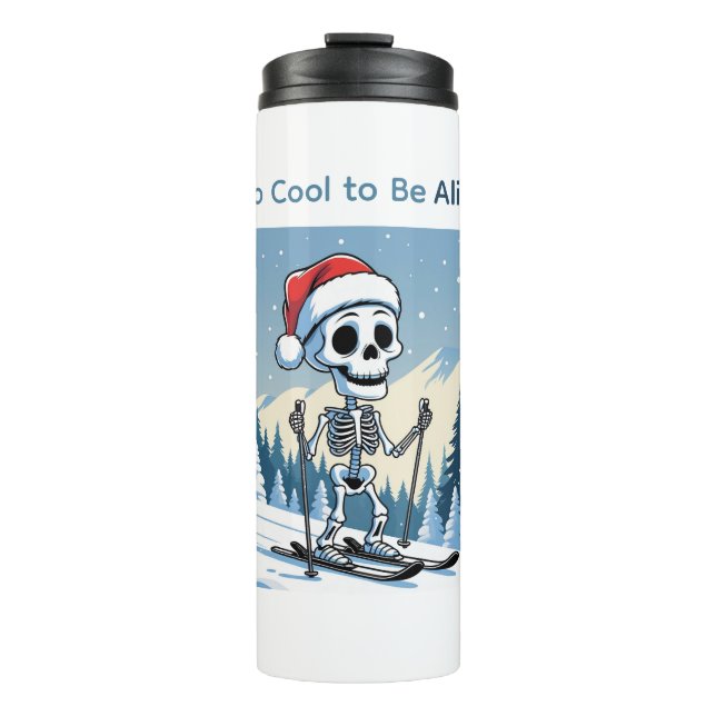 Termo Funny Christmas Skeleton on Skis  (Anverso)
