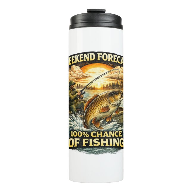 Termo Funny Fishing T-Shirt – Weekend Forecast 100% Chan (Anverso)