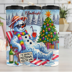 Termo Funny Meltdown Snowman con vino