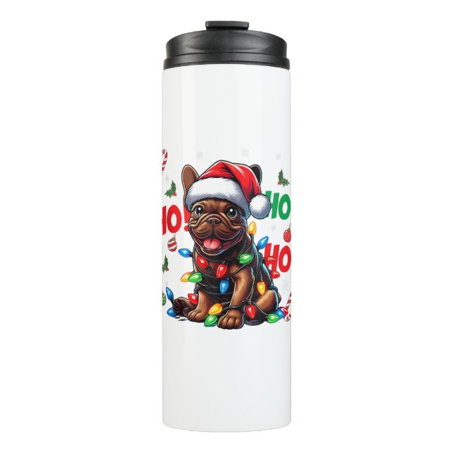 Termo Funny Navidades de Bulldog francés Santa Hat Light (Anverso)