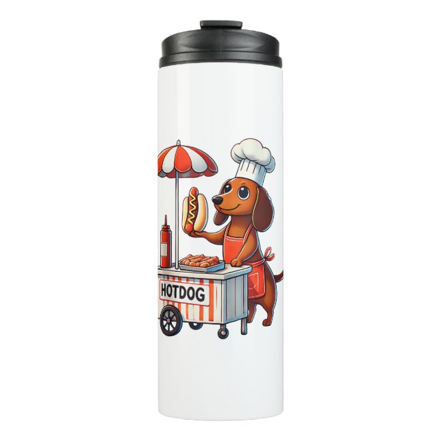 Termo Funny Perro Dachshund Perro Weenie Sausage Hotdog  (Anverso)