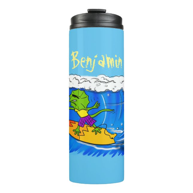 Termo Funny personalizado de surf con lagarto frito (Anverso)