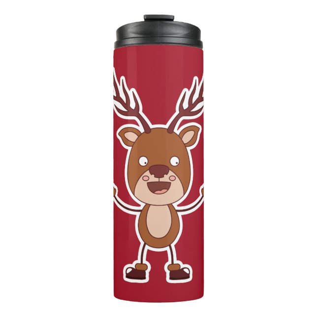 Termo Funny Reindeer nombre personalizado y tumbler de c (Anverso)