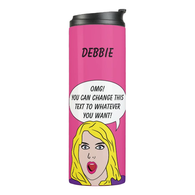 Termo FUNNY RETRO MUJER personalizado texto y nombre tum (Rotado hacia la izquierda)