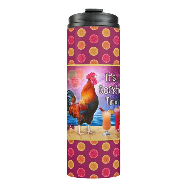 Termo Funny Rooster Cocktails Tropical Beach Sea (Anverso)
