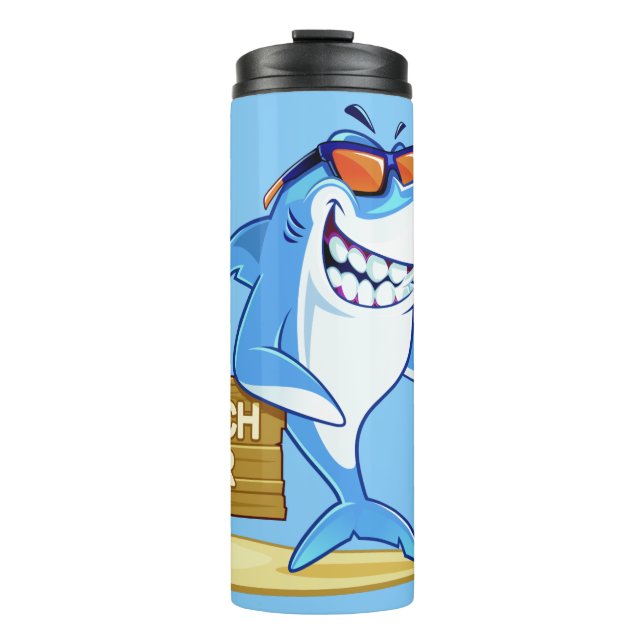 Termo Funny Shark nombre personalizado tumbler (Anverso)