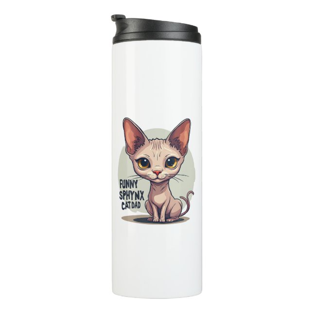 Termo Funny Sphynx Cat Dad Cartoon Art (Rotado hacia la derecha)