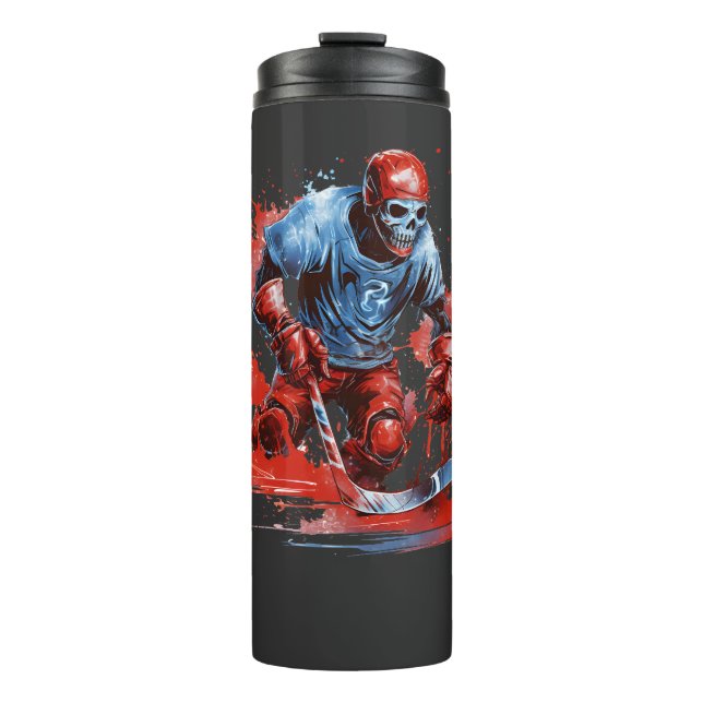 Termo Furia congelada: Tee de esqueleto de hockey sobre  (Anverso)