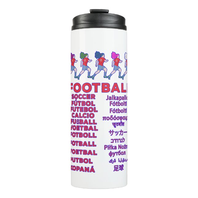 Termo Fútbol en múltiples idiomas - Calcio Soc fußball (Anverso)
