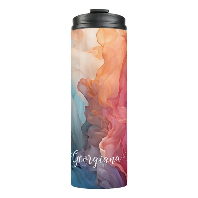 Termo Galaxia de Poinsettia floral festiva personalizada (Anverso)