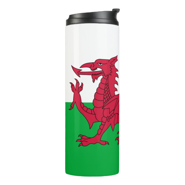 Termo Gales Viajes Mug, Cymru Dragon, Bandera Gales (Rotado hacia la izquierda)