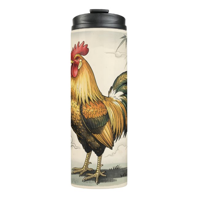 Termo Gallo de oro arte japonés (Anverso)
