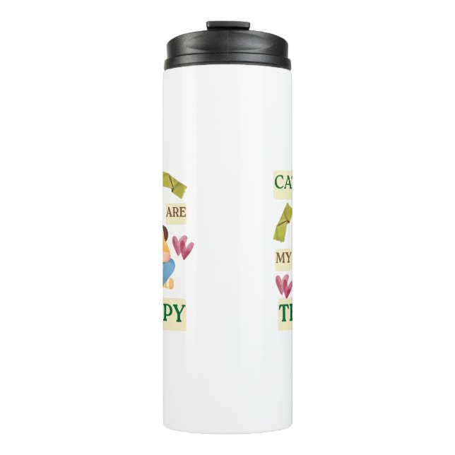 Termo Garrafa Térmica Cats Are My Therapy – Cute Cat Lov (Anverso)