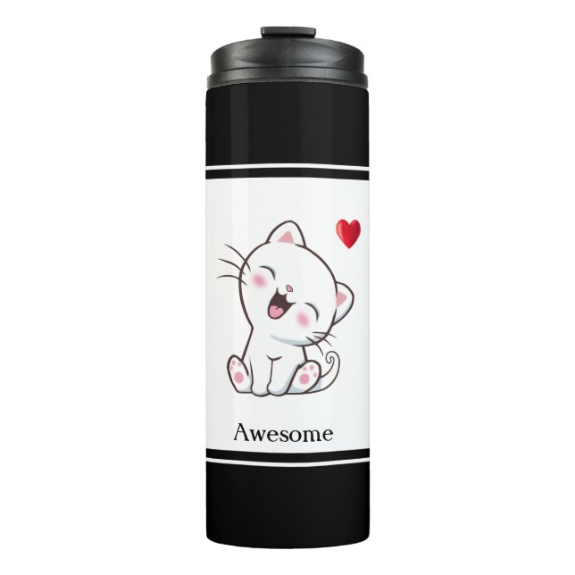 Termo Gatito Adorable & Corazón (Anverso)