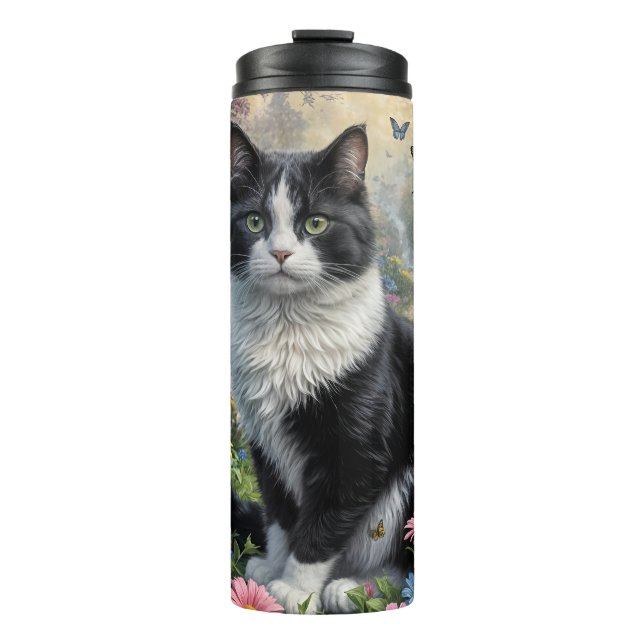 Termo Gatito en el jardín de flores (Anverso)