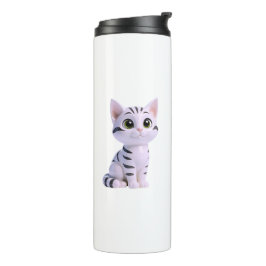 Termo Gatito Kawaii de Rayas Tabby