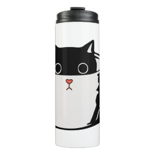 Termo Gatito negro con nariz roja escondido en una taza