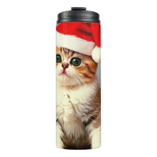 Termo Gatito vintage de Navidad en Santa Hat