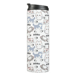 Termo Gatitos Gorditos Adorables y Corazones Meow