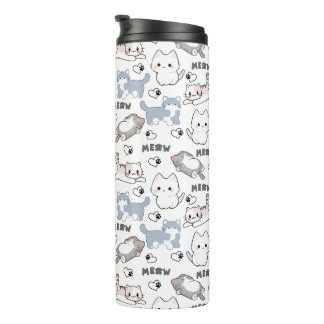 Termo Gatitos Gorditos Adorables y Corazones Meow