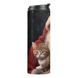 Termo Gato abisinio con Navidad festiva de Santa Claus 